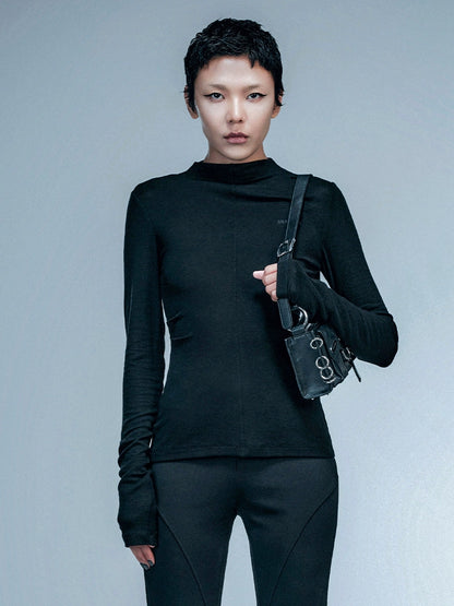 ANNAKIKI three-dimensional fashion personality cutout pleated top-RYUSEI