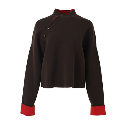 ZHUCHONGYUN double-sided loose crewneck wool knit top and pant set- PIN.