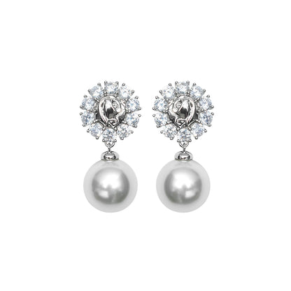 FAME Rose Diamond Stud Silver Earrings - BRIGHTON.