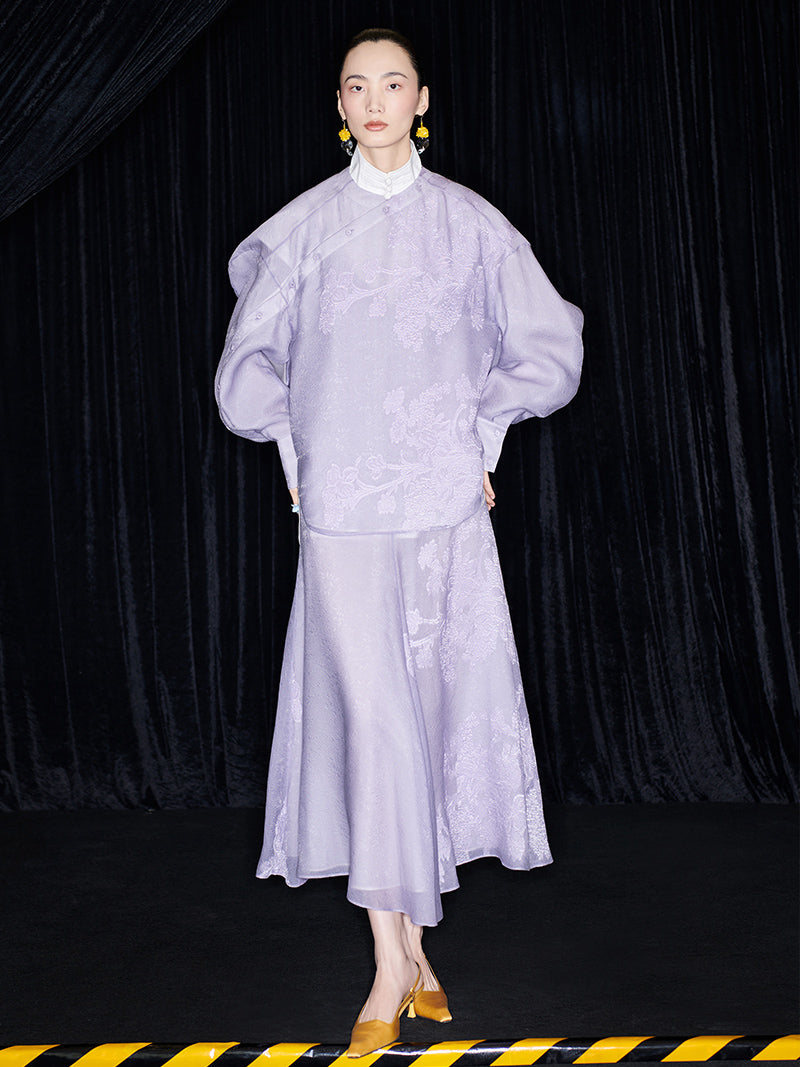 M essential Mackay designer taro jacquard silhouette placket shirt - JESSY.