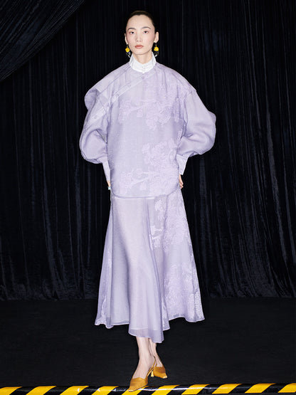 M essential Mackay designer taro jacquard silhouette placket shirt - JESSY.