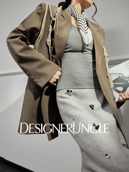 DGU "Sugu" khaki short jacket new commuter versatile small fragrant blazer - Felix.