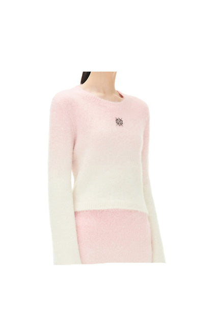 YES BY YESIR Barbie pink ombre Dream alpaca knit skirt top- Liowwa