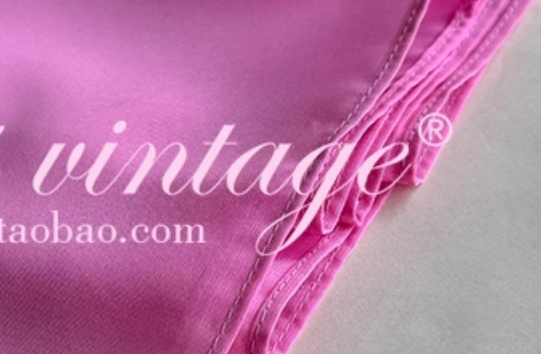 Le Palais Vintage Elegant  pink and white striped heavy work Maxi skirt draped dress-UNIQUE