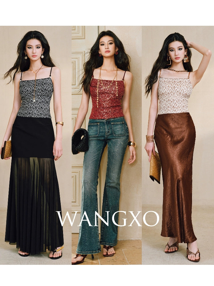 WANGXO Heavy Star Glyph Sequins & Glass Bead Embellishment on Luxury Slim Fit - TESS