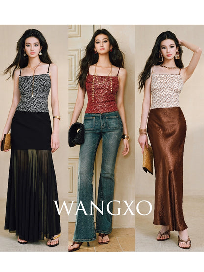 WANGXO Heavy Star Glyph Sequins & Glass Bead Embellishment on Luxury Slim Fit - TESS