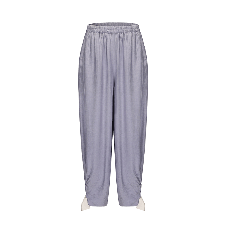 ATELIER MISS LU Bow Embellishment Cinched Acetate Tapered Pants - BRUCE.