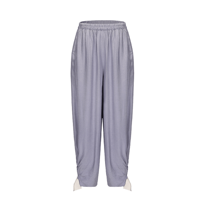 ATELIER MISS LU Bow Embellishment Cinched Acetate Tapered Pants - BRUCE.