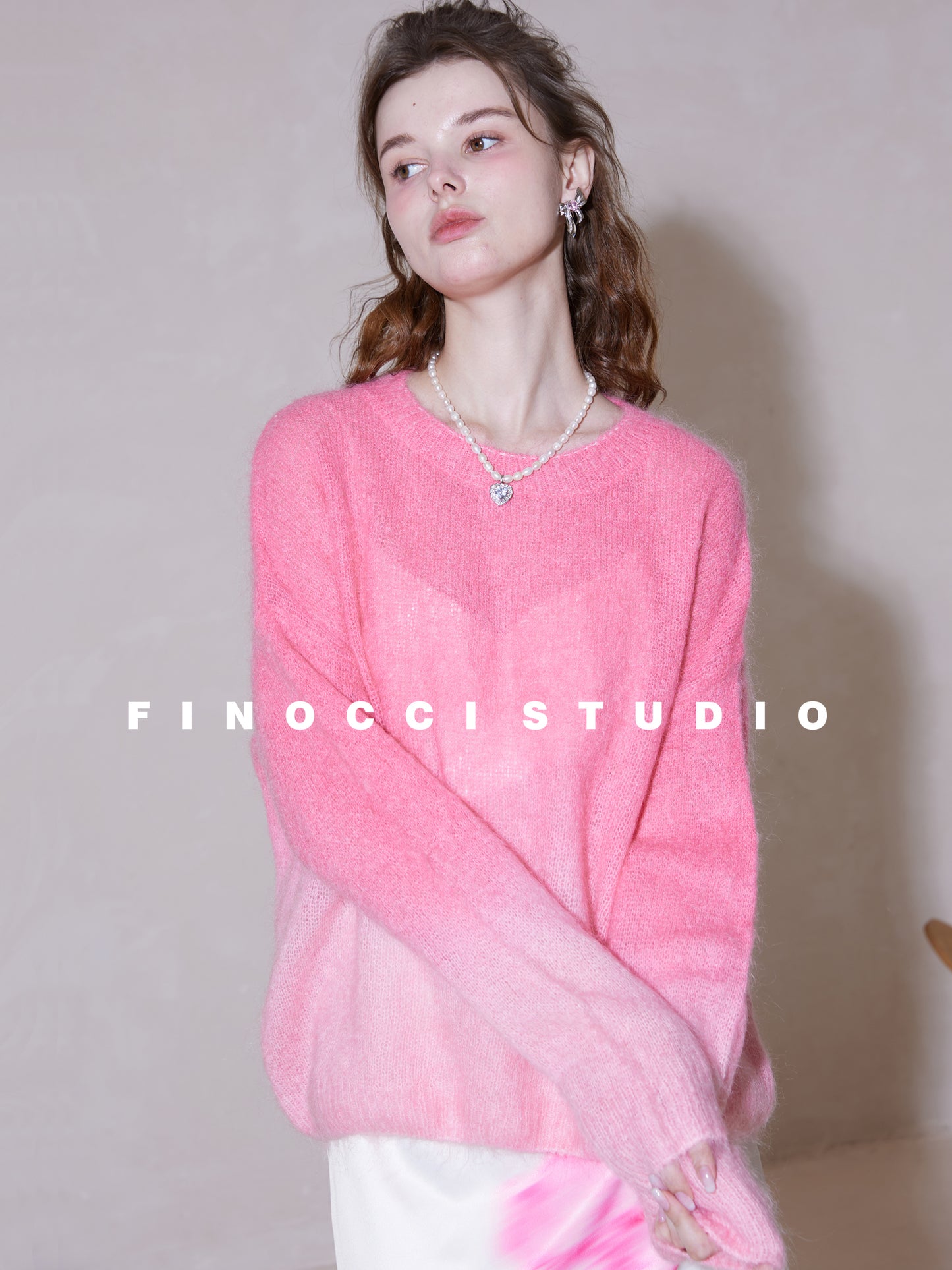 FINOCCI winter ombre mohair pullover gradient sweater - Freya