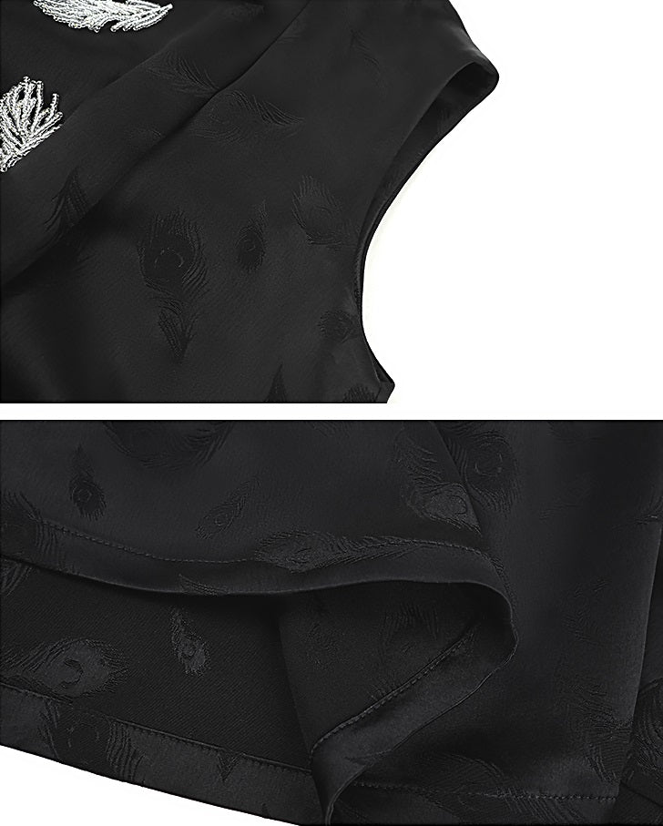 HECO Handmade Beaded Acetate Jacquard Sleeveless Top Women - KING.