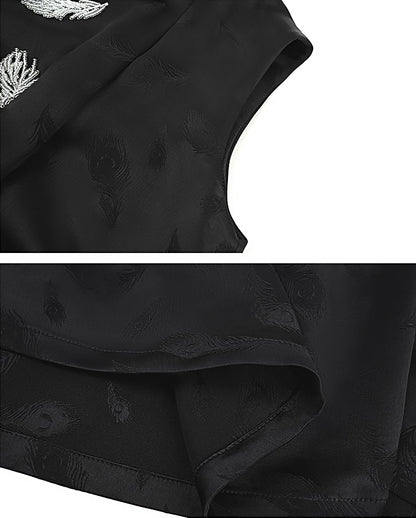 HECO Handmade Beaded Acetate Jacquard Sleeveless Top Women - KING.