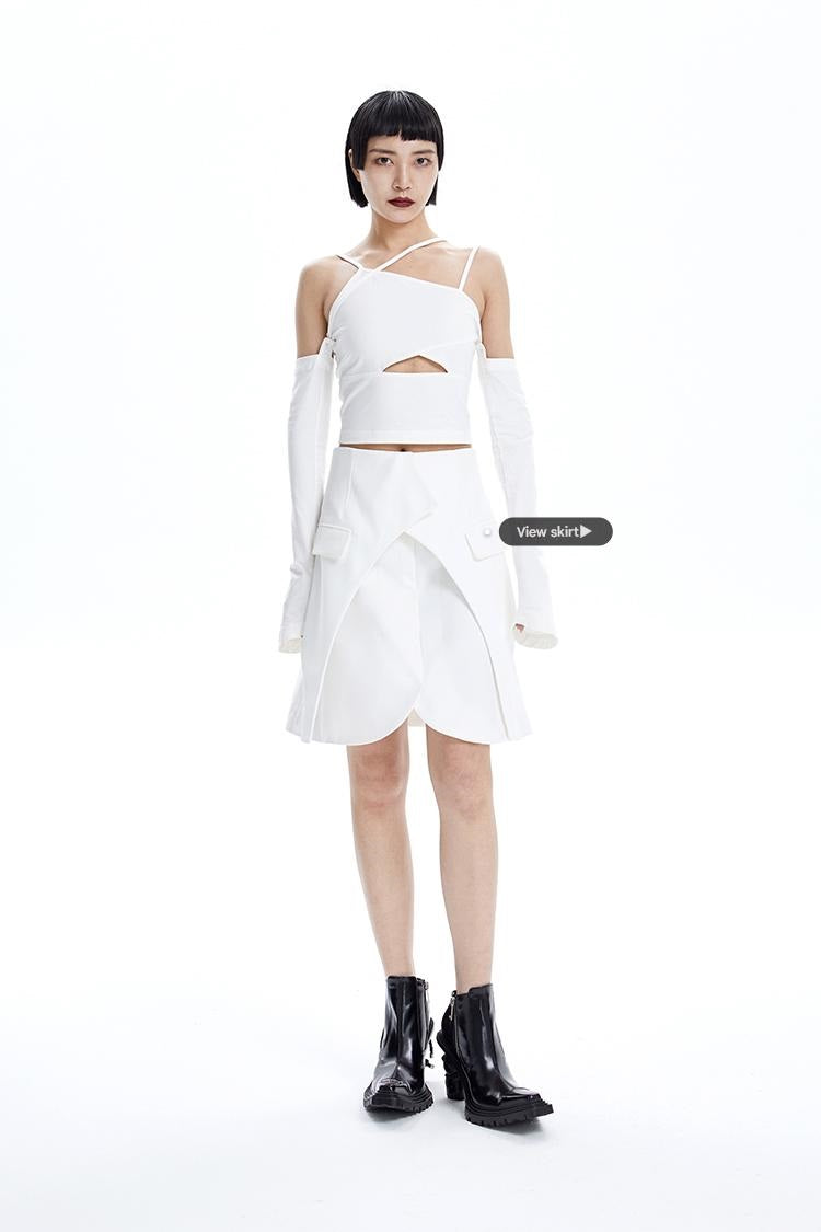 TINY IN Detachable Sleeve Women's Short Cut-out Top -YOYO