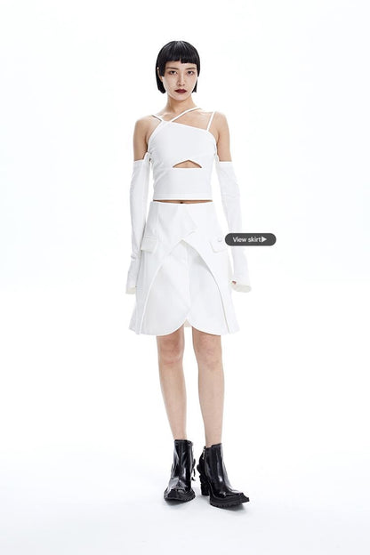 TINY IN Detachable Sleeve Women's Short Cut-out Top -YOYO