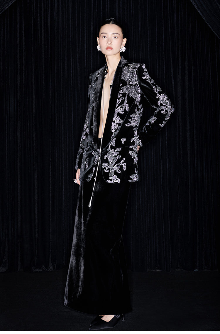 M essential Mackay designer iron orchid embroidered suit - Selima