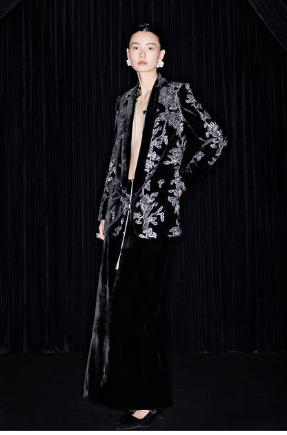 M essential Mackay designer iron orchid embroidered suit - Selima