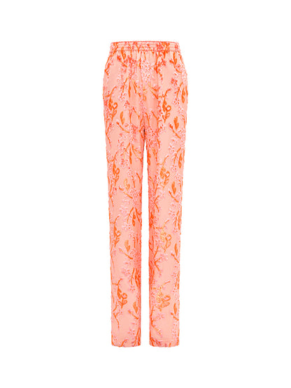 M essential Mackay designer embroidered folded knot orange shirt  Pants set - Lara.
