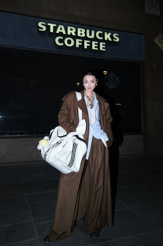 MEI SANGUAN Striped Double-Breasted Trench & Slacks Suit - ZAYDEN
