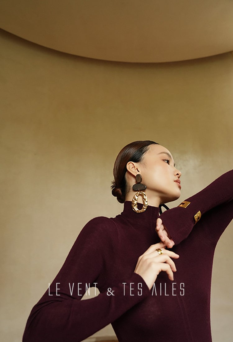 LE VENT&TES AILES seamless Yangtze yarn wool high-neck knit turtle neck-FEY