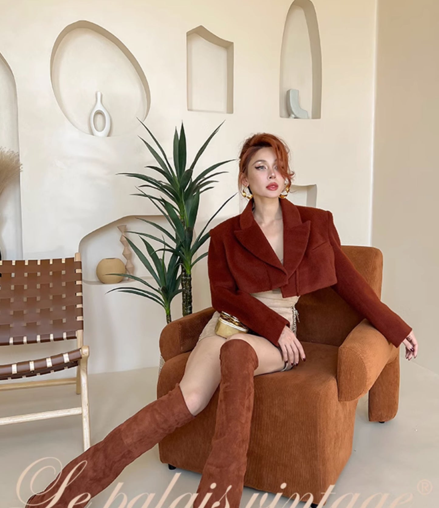 Le palais vintage Merlard style tweed short jacket high-waisted A-line short skirt-LAIR.