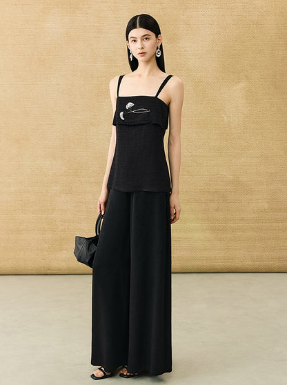 HECO Chinese high-end acetate jacquard drape slimming trousers - QUEEN.