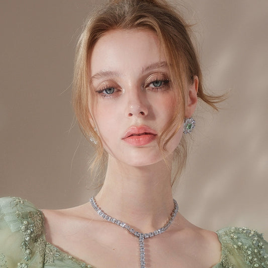 Wardrobes by Chen Luxury Crystal Hoop Pendant Diamond Flower Earrings-Uriel