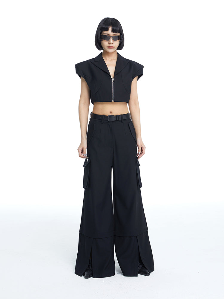 TINY IN Pocket Detachable Loose Track Cargo Pants-NIA