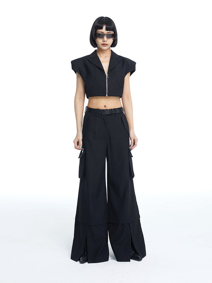 TINY IN Pocket Detachable Loose Track Cargo Pants-NIA