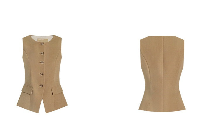 M essential Rhythm French Sleeveless Crew Neck Vest with Relaxed Elegance & Ruffled Hem Skirt-EVANORA.