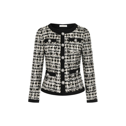 Wardrobes by Chen High End plaid twee Diamond Button Jacket mini dress- Kaya