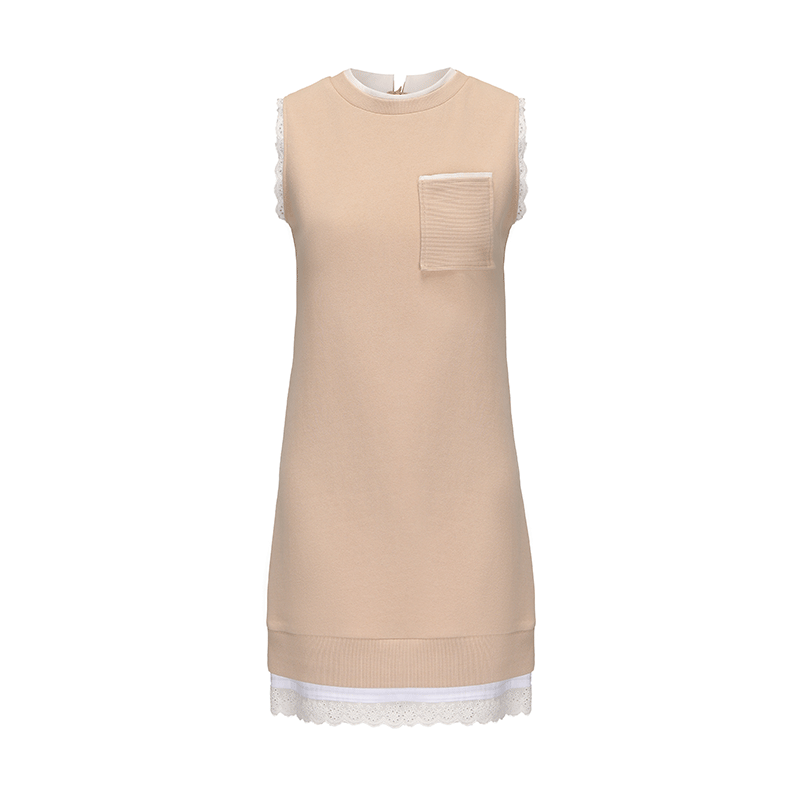 ATELIER MISS LU Lace-panelled Straight-fitting Vest Dress - DOSEY