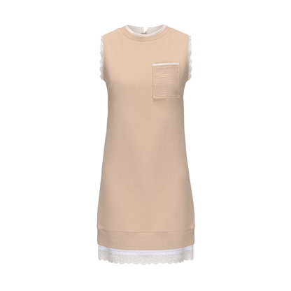 ATELIER MISS LU Lace-panelled Straight-fitting Vest Dress - DOSEY