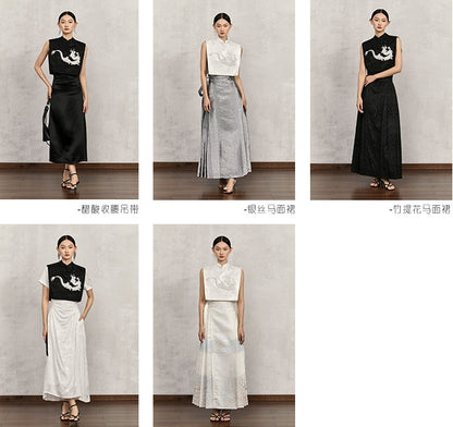 HECO cotton jacquard top short sleeveless women - adam.