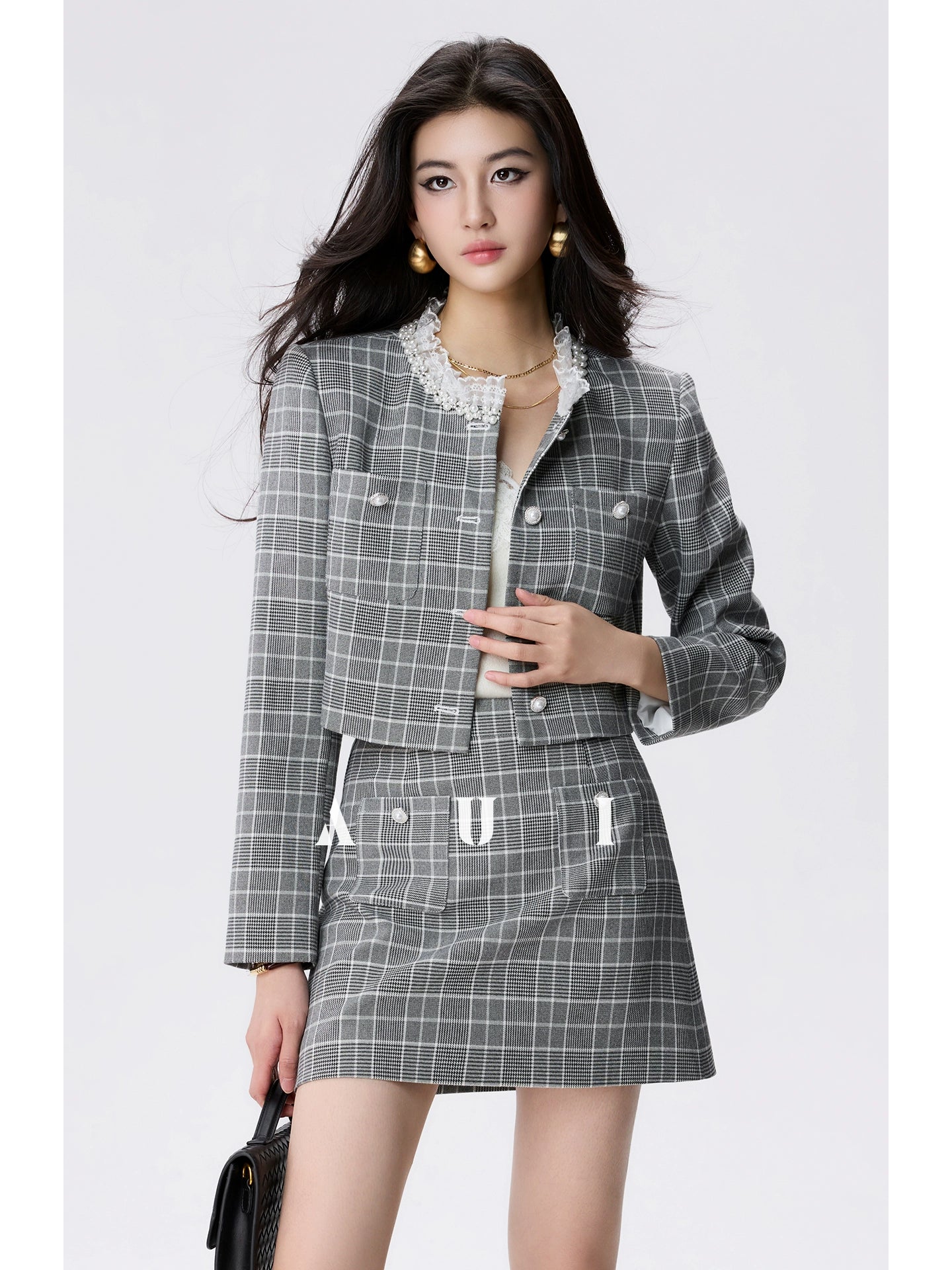AUI Small Fragrance Style Suit Lace Jacket High-waisted Hip Two-Piece Skirt - Dal-Rae
