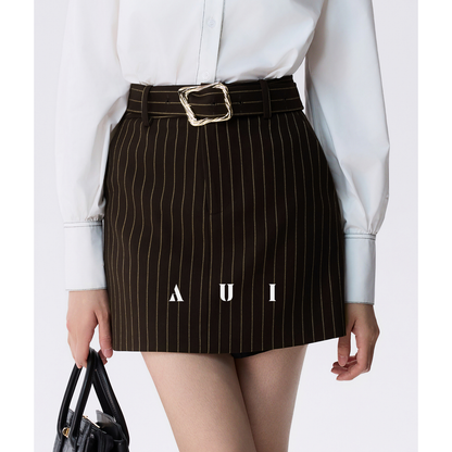 AUI white polo collar long sleeve commuter interview shirt  - GIGI.