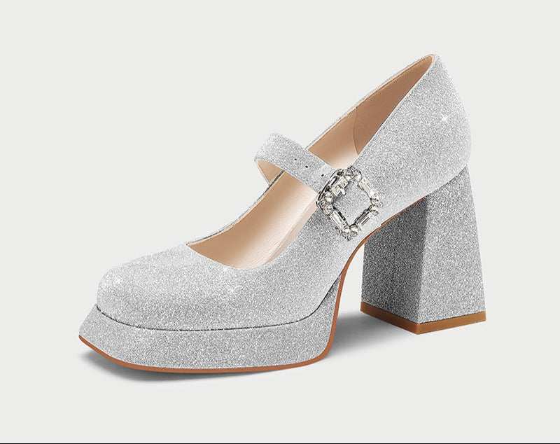 pjjuu thick-soled Mary Jane High Heel - TANG