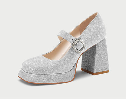 pjjuu thick-soled Mary Jane High Heel - TANG