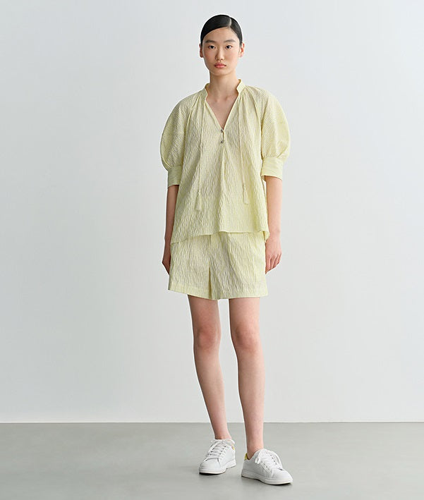 COMME MOI L summer women's yellow striped shorts - SALOME.