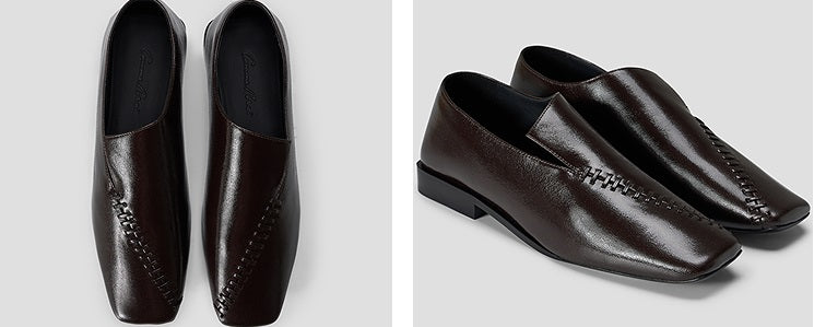 COMME MOI Lu Yan designer's new clothing irregular flat texture square-toe shoes - PHASE.