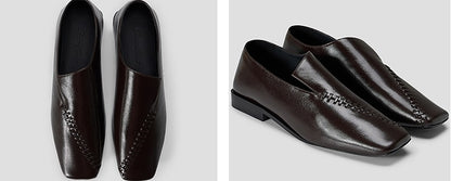 COMME MOI Lu Yan designer's new clothing irregular flat texture square-toe shoes - PHASE.