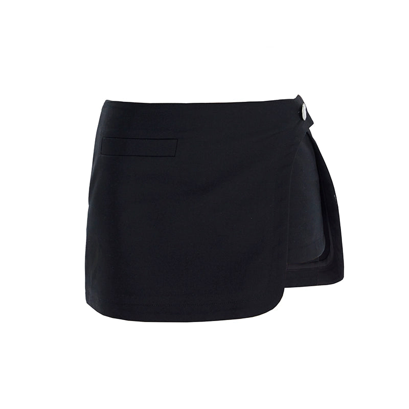 TINY IN short double slit hakama women's black gray skirt- OYE