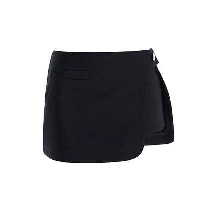 TINY IN short double slit hakama women's black gray skirt- OYE