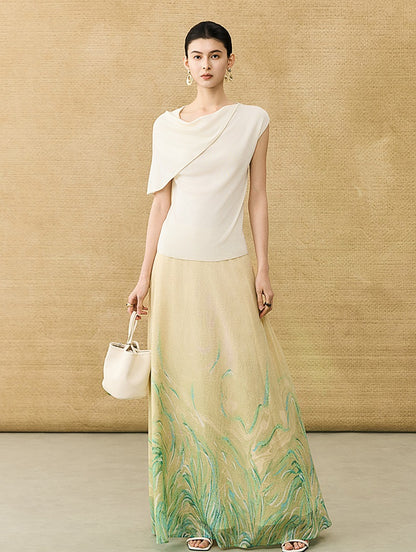 HECO Chinese temperament asymmetrical floating collar sleeveless base knit sweater - QUER.