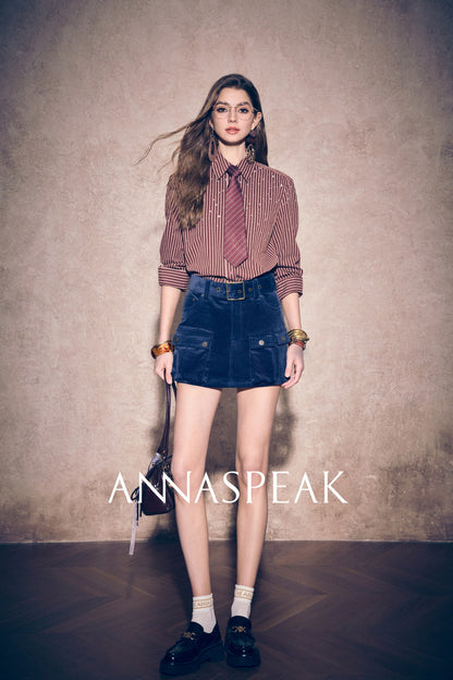 ANNASPEAK long-legged  long-staple  corduroy cargo jeans.