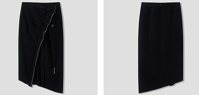 COMME MOI Lu Yan designer's new women's commuter acetate lace asymmetrical skirt - BANKS.