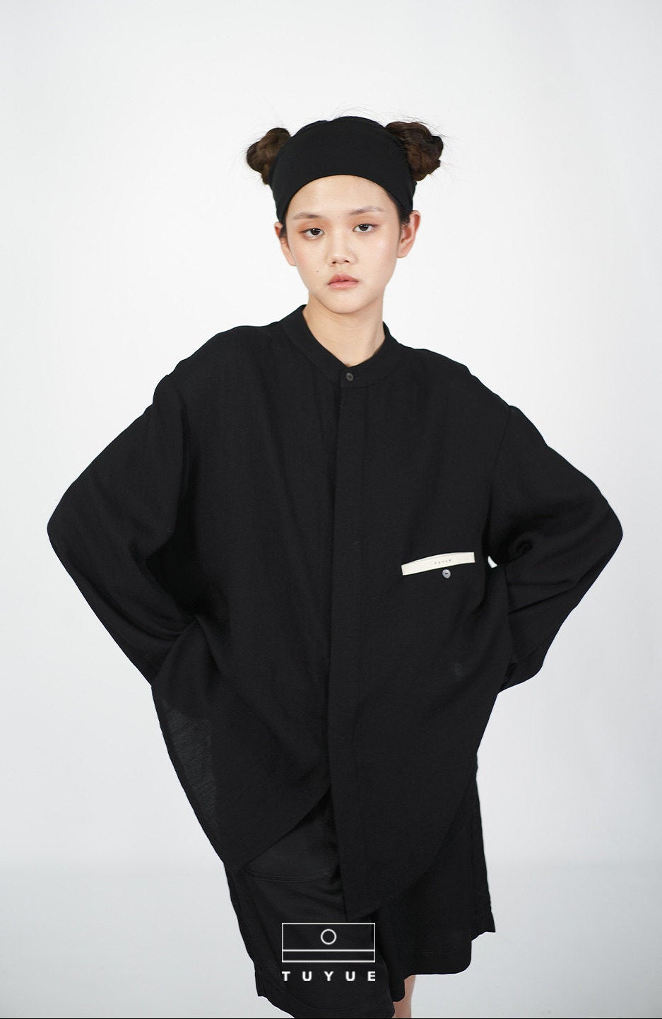 TUYUE white linen loose crew neck long-sleeved shirt - HOPPER.