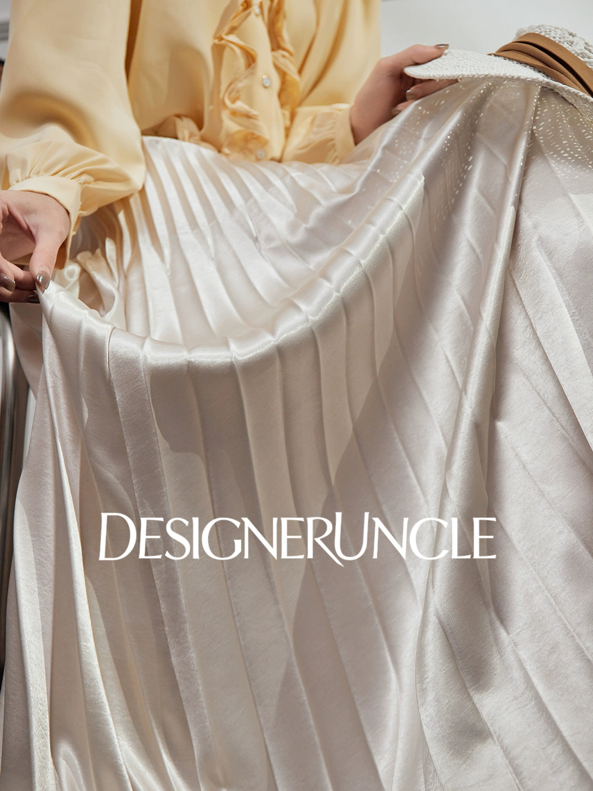 DGU "velvet" purple new retro high-waisted pleated draped commuter skirt - USOPP .