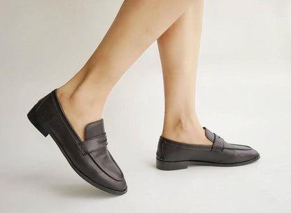 B-FEI classic black leather round-toe shoes-TENNY.
