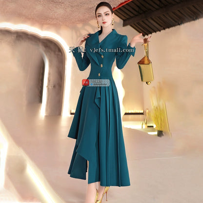 VJE double-collar long sleeved  trench coat maxi dress - JUN.