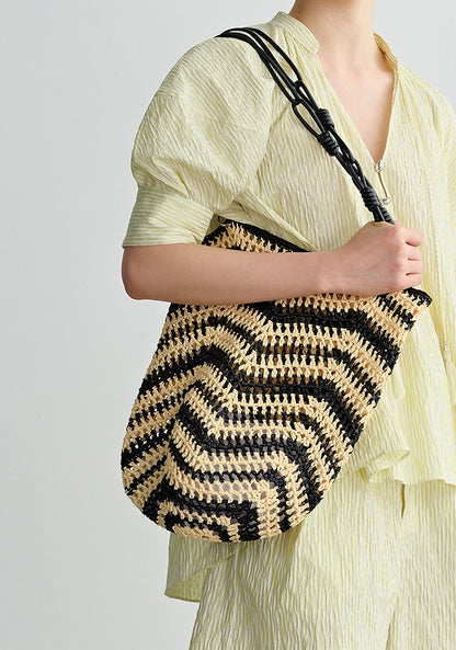COMME MOI summer contrasting straw handbag - BATHLOMEW.