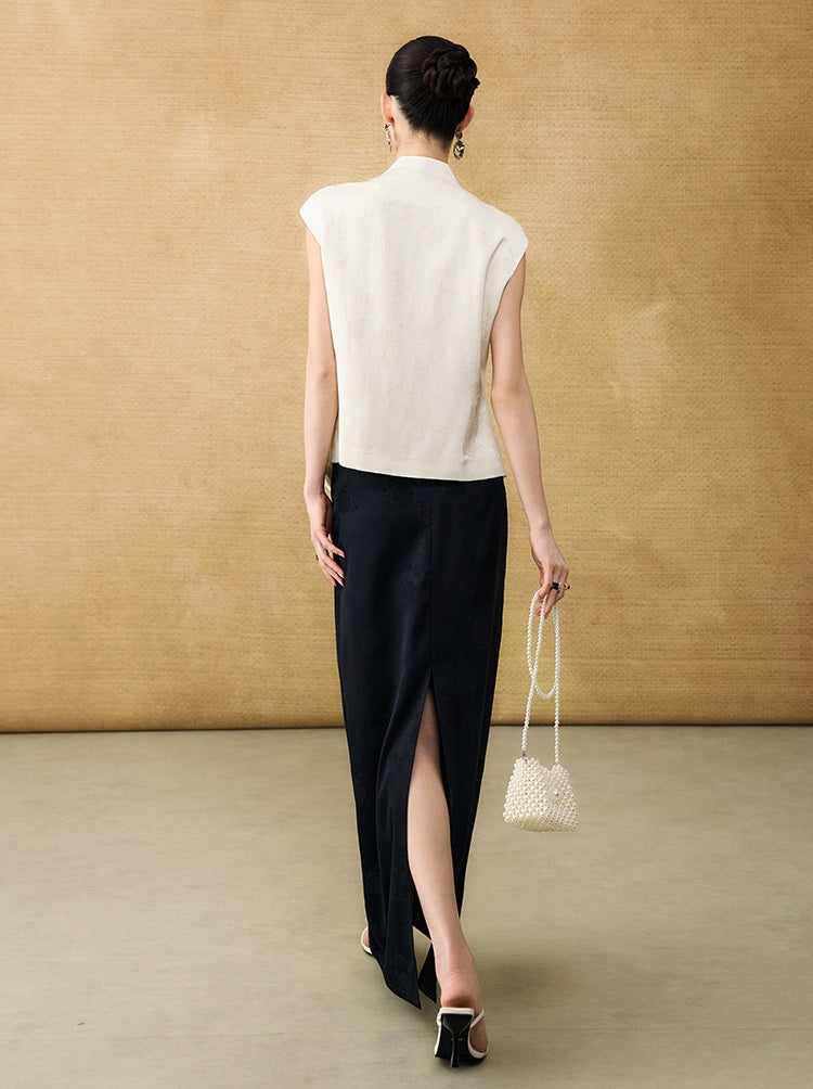 HECO Chinese style asymmetrical hand-embroidered vest top - FORD.